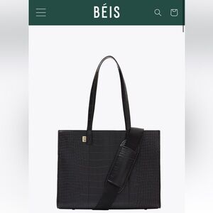 Beis - The Work Tote in Black Croc
